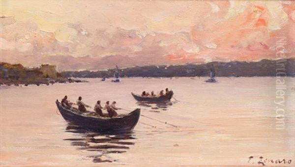 Boote Auf Dem Bosporus Oil Painting by Fausto Zonaro