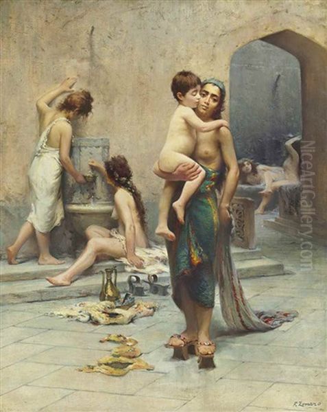 Hamam - Il Bagno Oil Painting by Fausto Zonaro