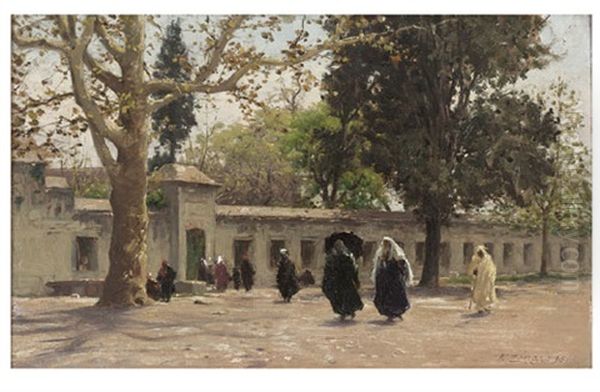 Suleymaniye Camii Onunde Oil Painting by Fausto Zonaro