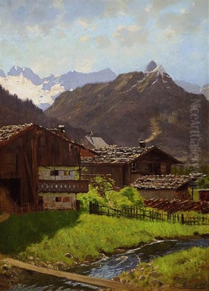 Hofgastein Mit Graukogel Und Tischlerkarkees Oil Painting by Karl (Carl) Zopf