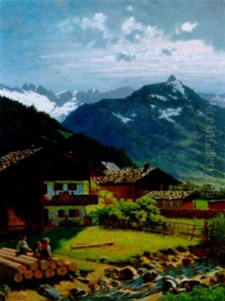 Hofgastein Mit Graukogel Und Fischlerkaar Oil Painting by Karl (Carl) Zopf