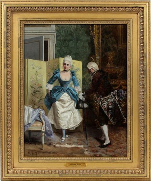 Courting Scene Oil Painting by Antonio Zoppi