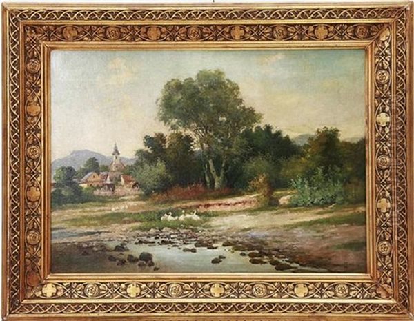 Country Landscape Oil Painting by Gyula Zorkoczy