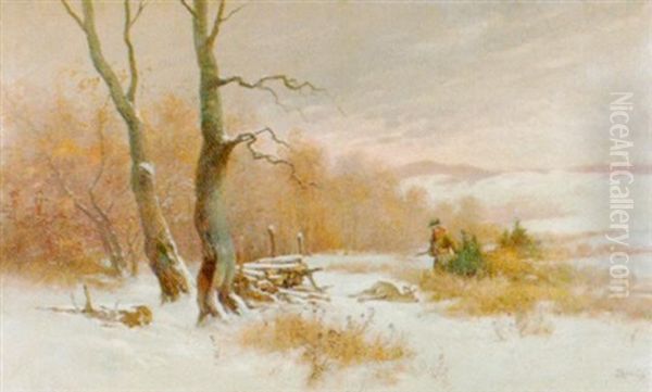 Winterliche Landschaft Oil Painting by Gyula Zorkoczy