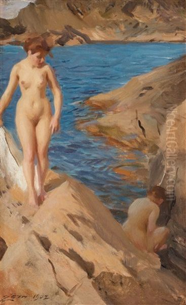 Study From The Archipelago With Two Nudes Oil Painting by Anders Zorn