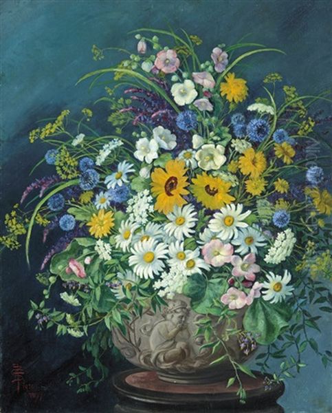 Still Life With Flowers Oil Painting by Julia Zsolnay