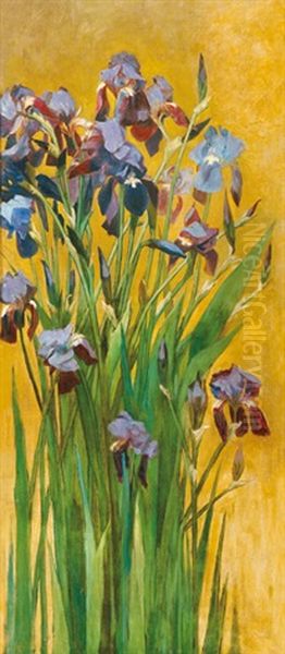 Irises Oil Painting by Julia Zsolnay