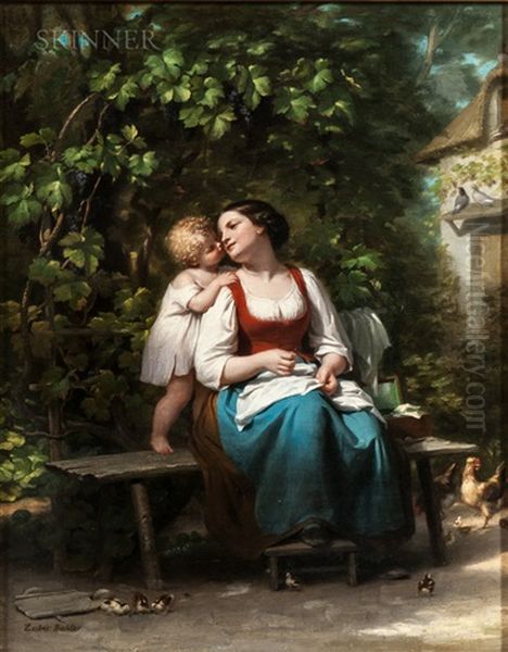 Mother's Darling Oil Painting by Fritz Zuber-Buehler