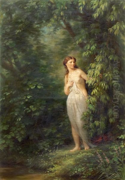 Nymphe Im Wald Oil Painting by Fritz Zuber-Buehler