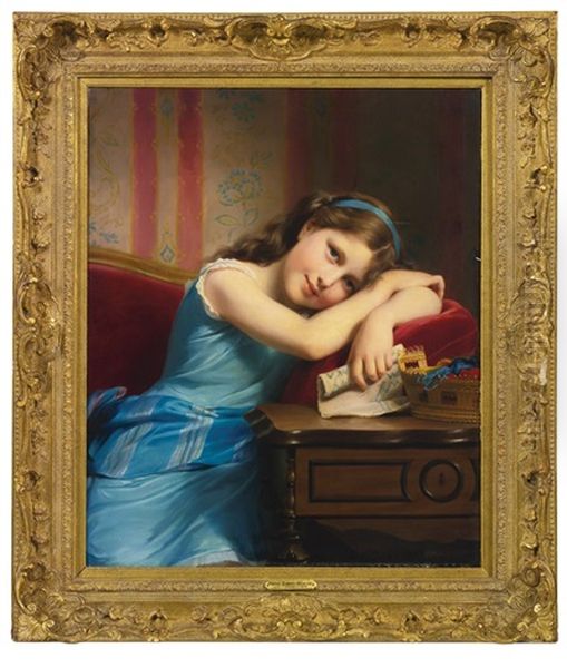 Daydreaming Oil Painting by Fritz Zuber-Buehler