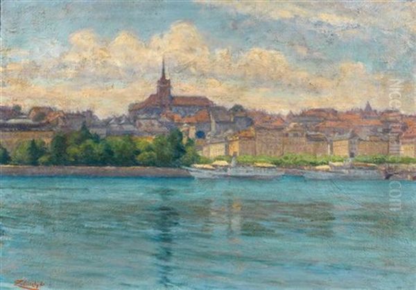 Vue De Geneve Oil Painting by Lorand (Roland) Zubriczky