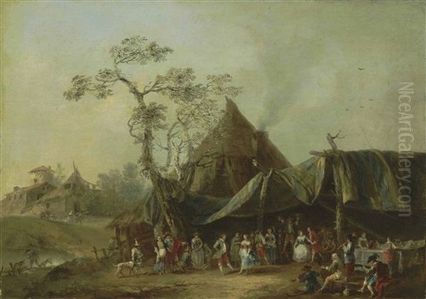 A Village Fete Oil Painting by Francesco Zuccarelli