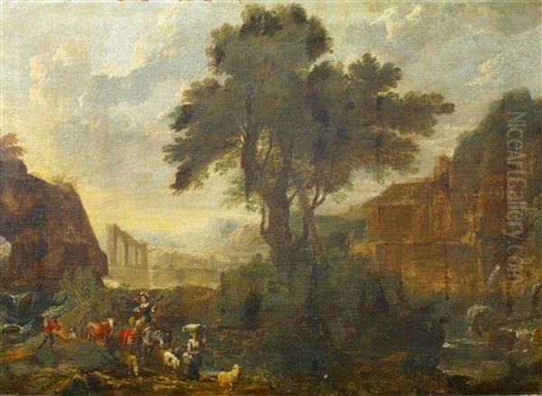 Italienische Landschaft Mit Hirten Oil Painting by Francesco Zuccarelli