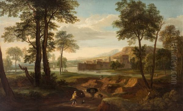 Pastoral Landscape Oil Painting by Francesco Zuccarelli