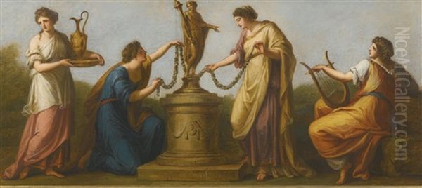 A Sacrifice To Hymen Oil Painting by Antonio Zucchi