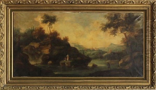 Italian Landscape With Figures by Antonio Zucchi