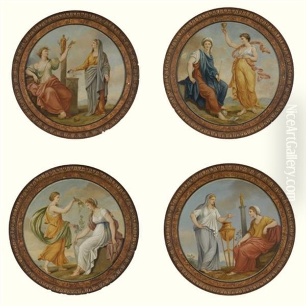 Classical Figures, Possibly Representing The Four Seasons (4 Works) by Antonio Zucchi