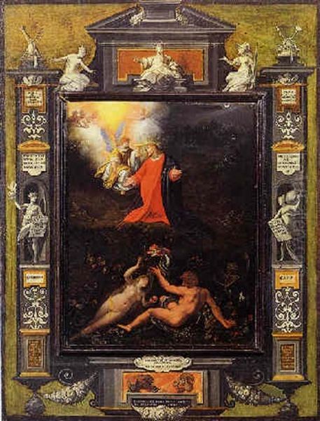 Orazione Nell'orto E Allegoria Del Peccato Originale Oil Painting by Jacopo Zucchi