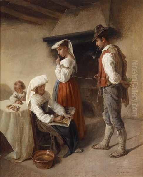 Heimliche Liebe Oil Painting by Luigi Zuccoli