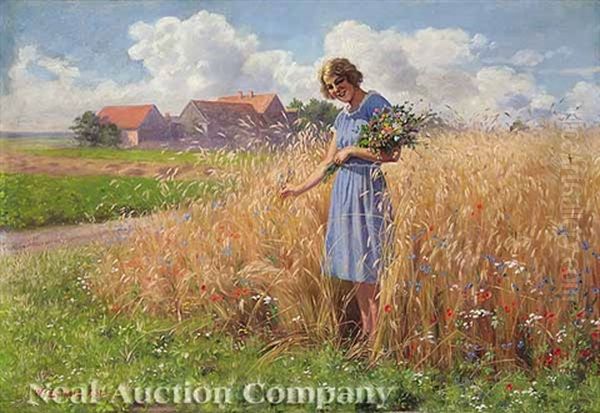 Wild Flower Child Oil Painting by Walter Zuchors