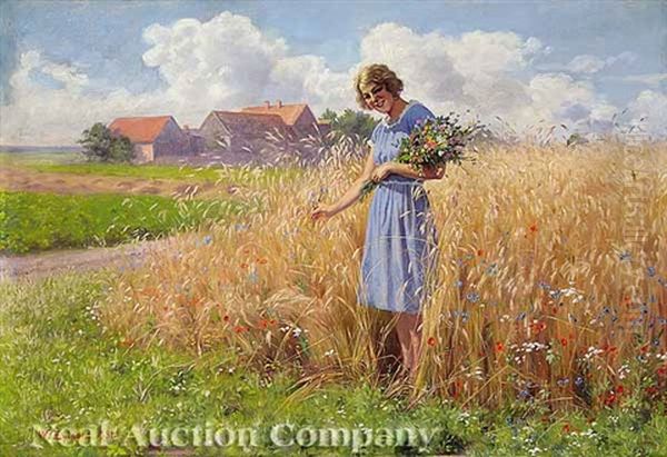 Wild Flower Child Oil Painting by Walter Zuchors