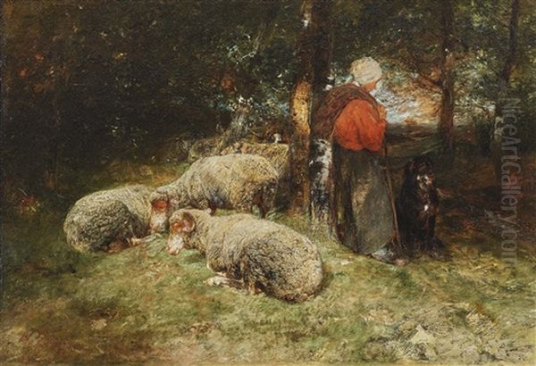 Rest In The Forest Oil Painting by Heinrich von Zuegel