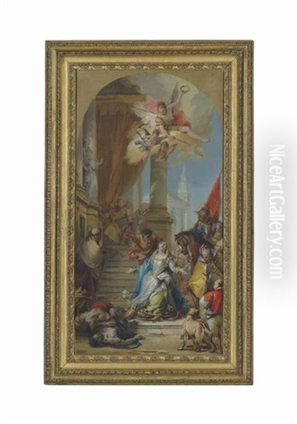 The Martyrdom Of Saint Agnes - A Modello Oil Painting by Francesco Zugno the Elder