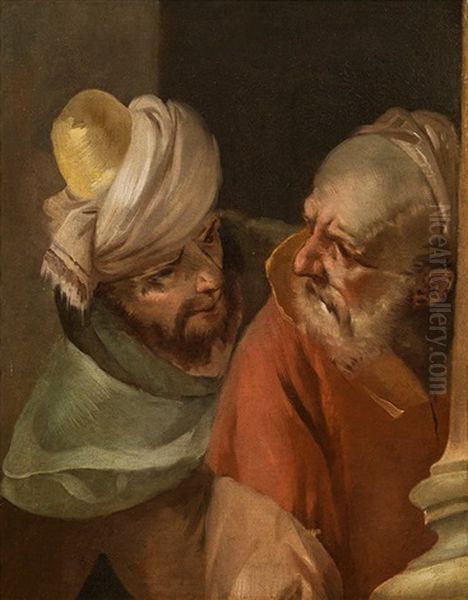 Two Character Heads Oil Painting by Francesco Zugno the Younger