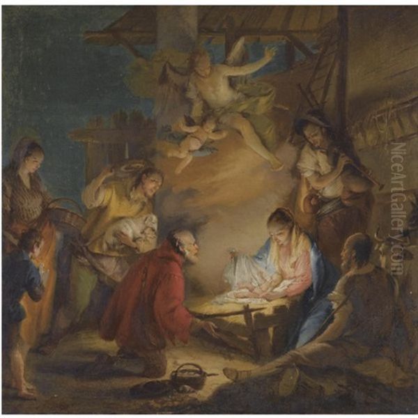 The Adoration Of The Shepherds Oil Painting by Francesco Zugno the Younger