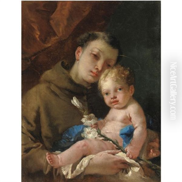 Sant'antonio Da Padova Col Bambino Oil Painting by Francesco Zugno the Younger