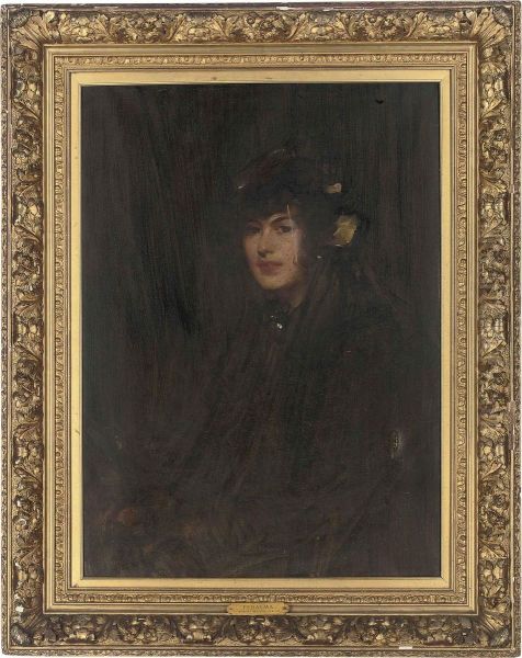 Portrait Of Fedalma, Half-length, In A Black Dress Oil Painting by Robert Brough