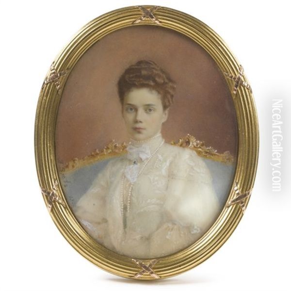 Portrait Of Grand Duchess Xenia Alexandrovna Oil Painting by Vassilj Zuiev