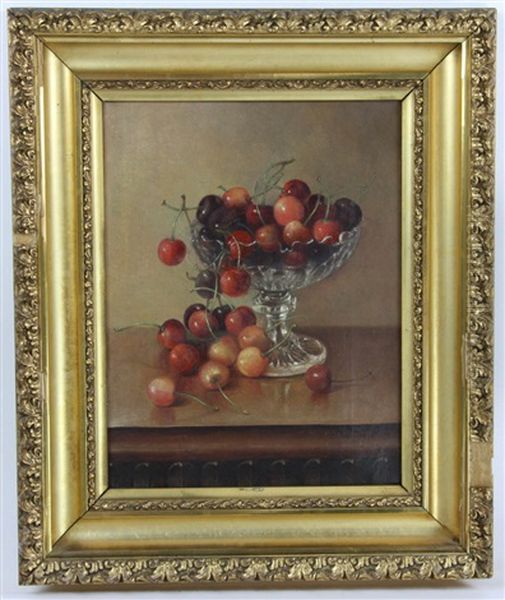 Still Life Cherries Oil Painting by Abbie Luella Zuill