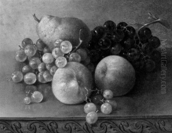 Still Life With Grapes, Pears And Peaches Oil Painting by Abbie Luella Zuill