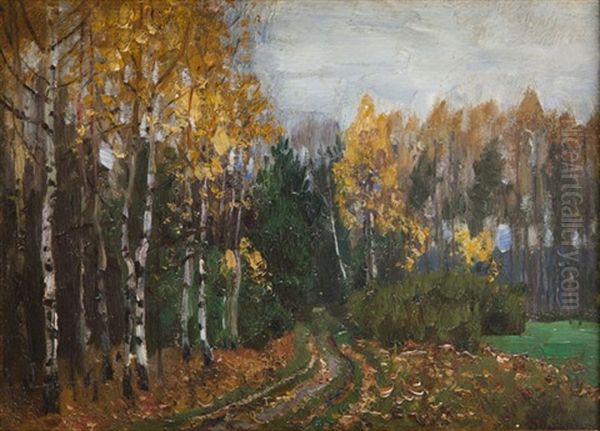 Autumn. Fragment X Oil Painting by Stanislaw Zukowski