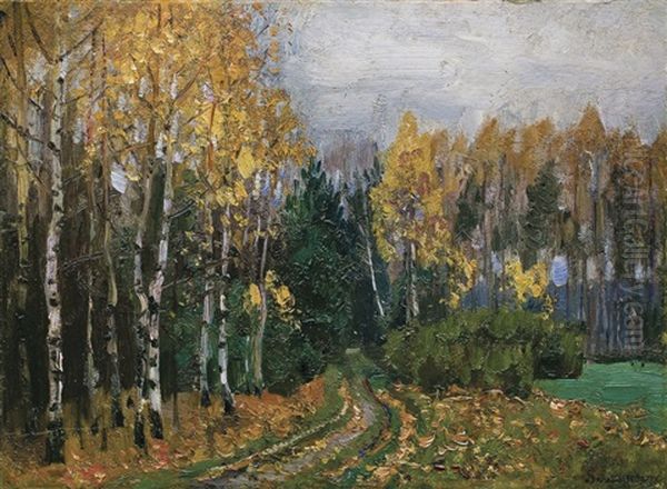 Autumn. Fragment X Oil Painting by Stanislaw Zukowski