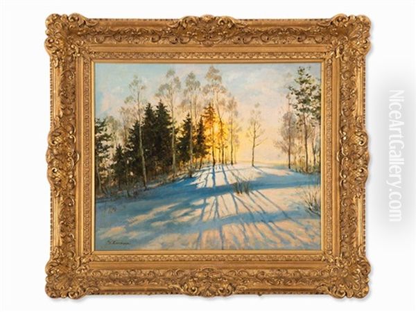 Snow Clearing Oil Painting by Stanislaw Zukowski