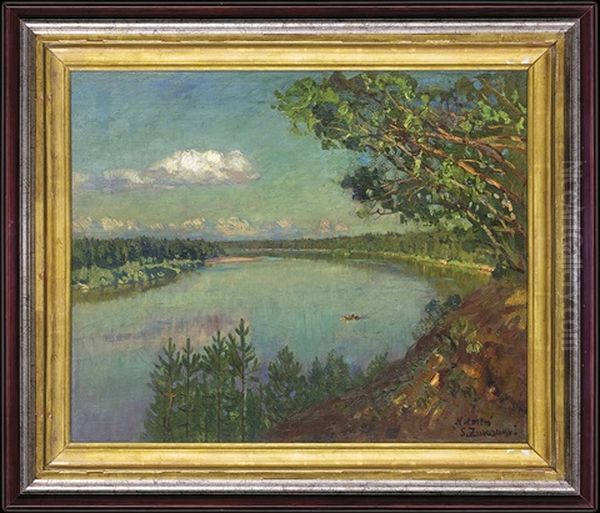 Neman River Oil Painting by Stanislaw Zukowski