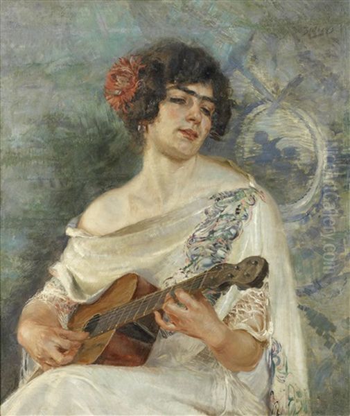 Flamenca Oil Painting by Ignacio Zuloaga Y Zabaleta