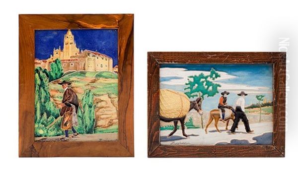 Vistas Rurales (2 Works) Oil Painting by Daniel Zuloaga