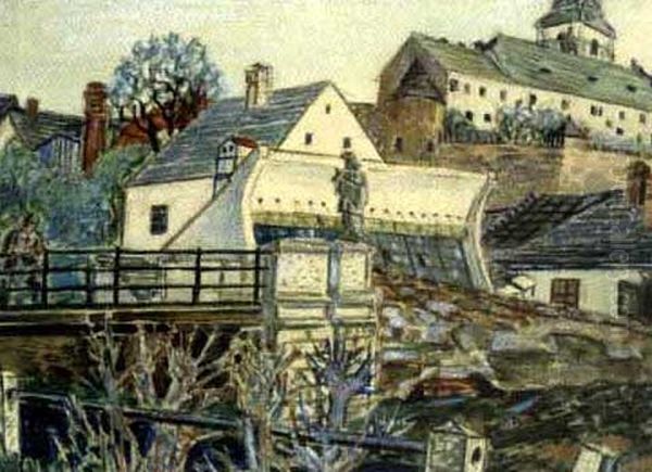 Stadt Am Flus Oil Painting by Marie von Zuelow