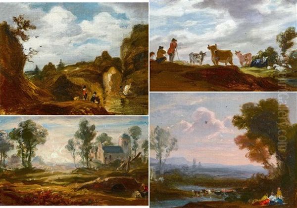 Vier Diverse Landschaftsstudien Oil Painting by Robert Zuend