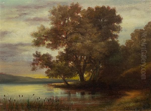 Study Of A Lakeshore Oil Painting by Robert Zuend