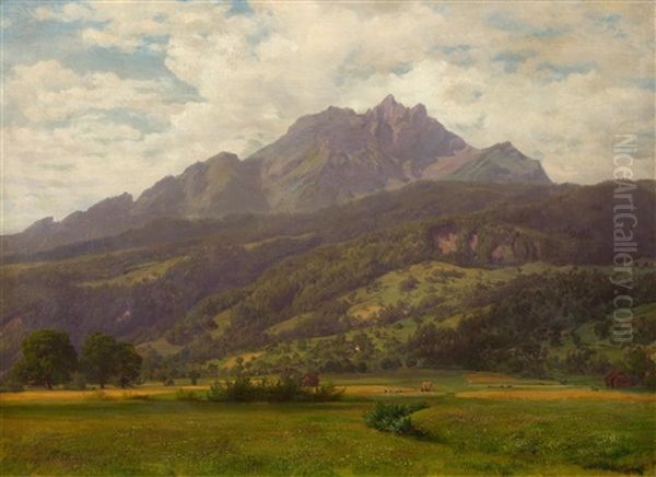 View Of Mount Pilatus Oil Painting by Robert Zuend