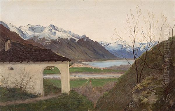 Madonna Del Sasso Mit Sicht Auf Locarno Oil Painting by Ernst Theodor Zuppinger