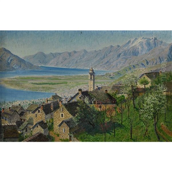 Brione Sopra Minusio Mit Blick Auf Locarno Und Ascona Oil Painting by Ernst Theodor Zuppinger