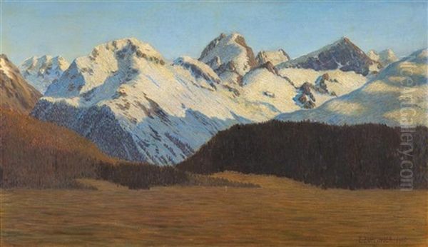 Blick Von Samaden Auf Die Berninagruppe Oil Painting by Ernst Theodor Zuppinger