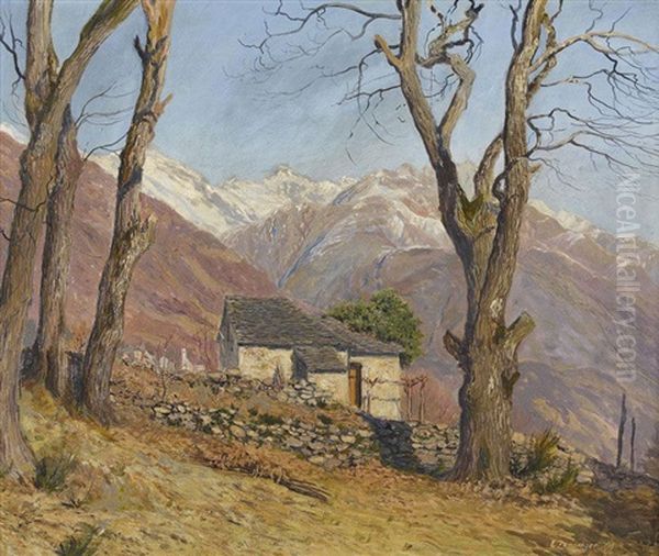 Herbstlandschaft Bei Locarno Oil Painting by Ernst Theodor Zuppinger