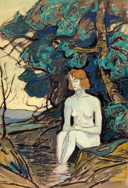 Femme Nue Sous Les Arbres by Eugene Brouillard