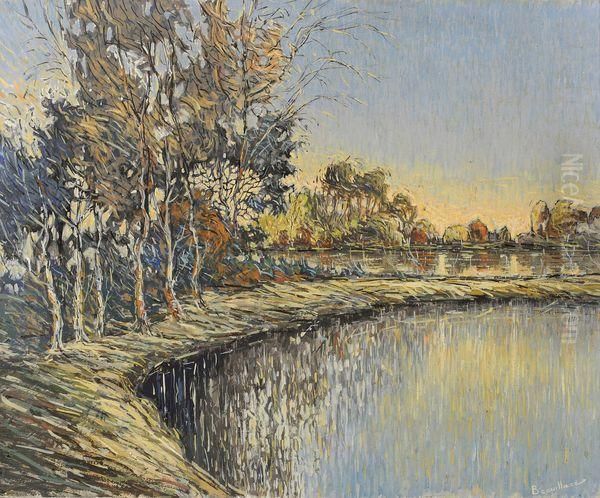 Bord D'etang Au Soleil Couchant Oil Painting by Eugene Brouillard